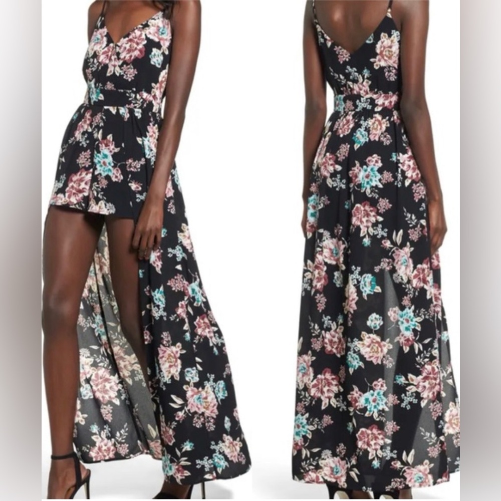 NORDSTROMS BP floral MAXI ROMPER DRESS  SHORTS/dress small elegant
